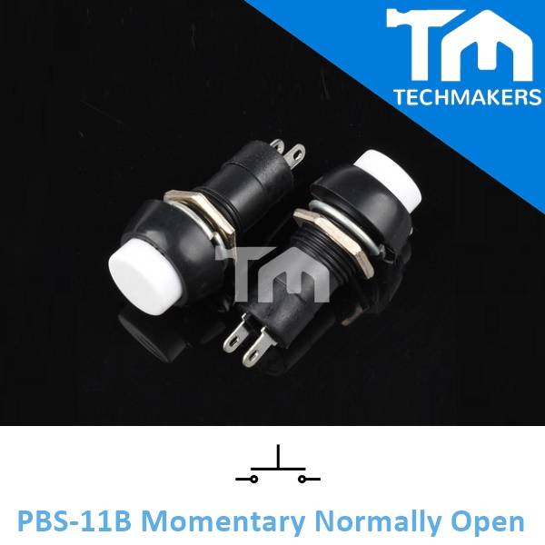 PUSH BUTTON MOMENTARY SWITCH ON-OFF (1-PC per ORDER), PBS-33B 2-PIN 12mm 12V 3A, WATERPROOF