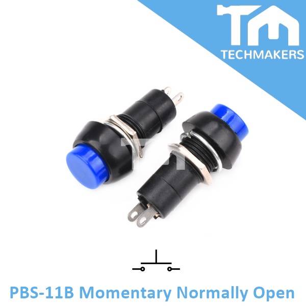 thumbnail image 2 of 100-Pack 12mm Green Momentary Push Button Switches – SPST OFF-ON, 12V, 3A, PBS-11B (Solder Lug) 2 of 5