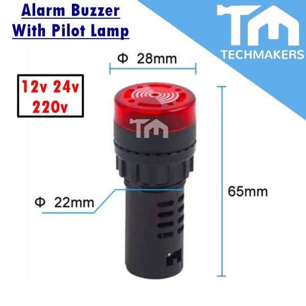 AD1622SM Geluid Licht Alarm ACDC 12V 24V 220V Flash Zoemer