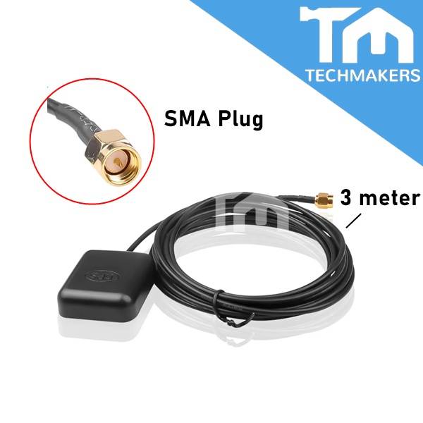 Car GPS Receiver SMA Connector 3M Cable GPS Antenna Techmakers