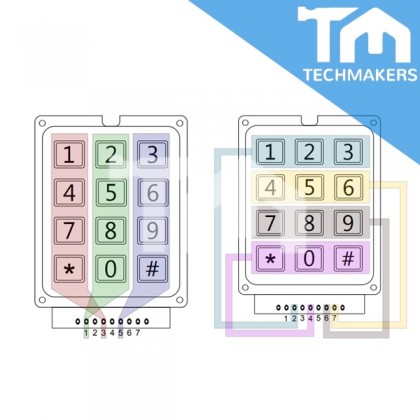12 Button Key Matrix 12/16 Number Button Matrix Keypad Key Membrane Switch Button Arduino ...