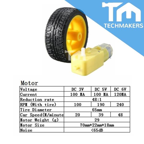 DollaTek 2x Moteur N20 6V Avec Roue En Caoutchouc 43 Mm – Pour Robot Smart Car, Arduino, 60 RPM, 1,5 Kg/cm